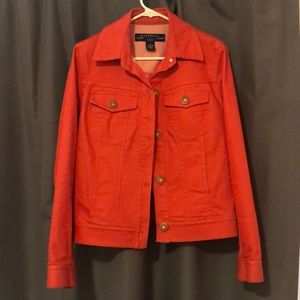 Red denim jacket